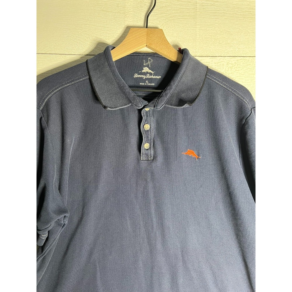 Tommy Bahama XL Navy Blue Pima Cotton Short Sleeve Golf Polo Shirt Golfing